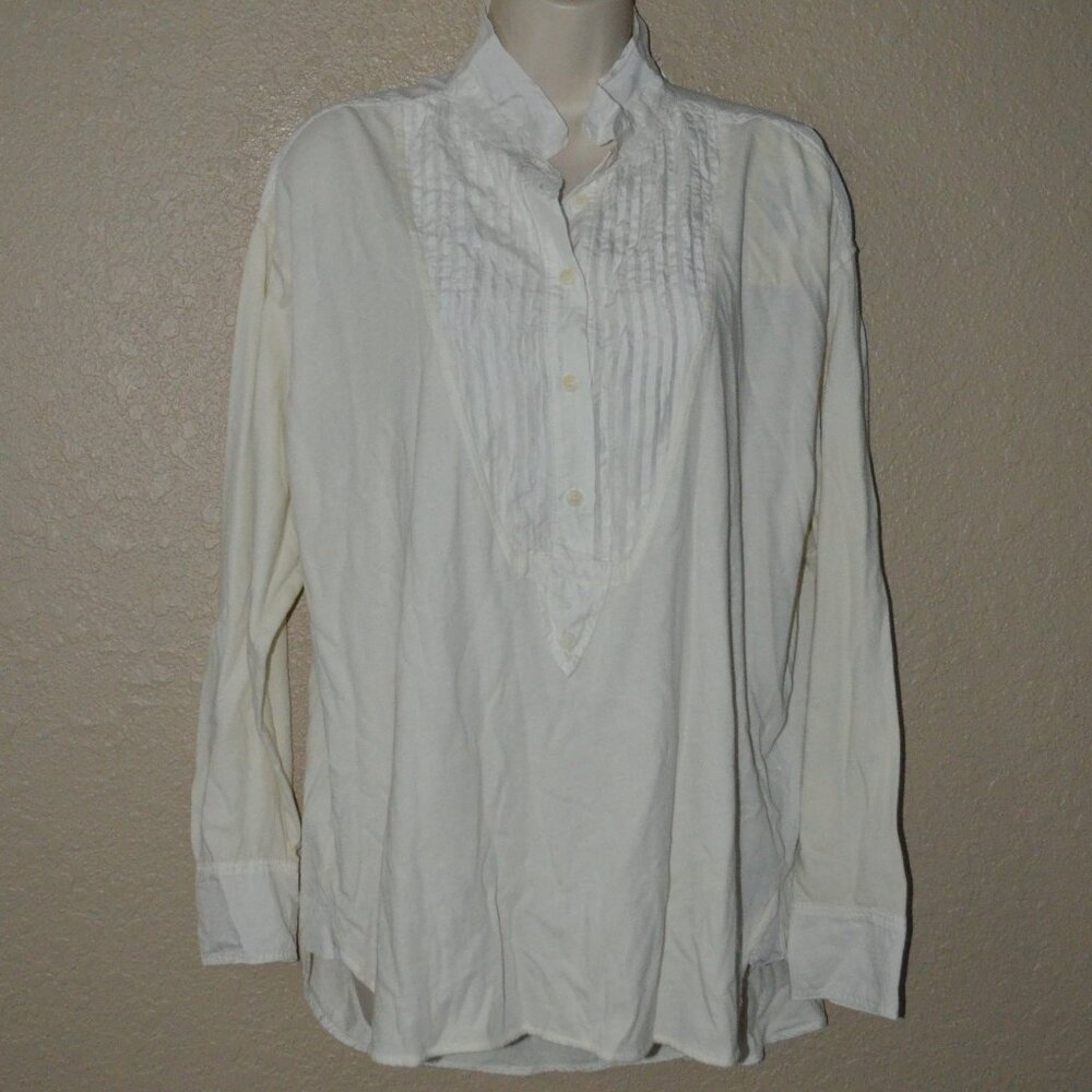 NWT $480 Raquel Allegra Dirty White Oversized IGBO Long Sleeve Blouse Top